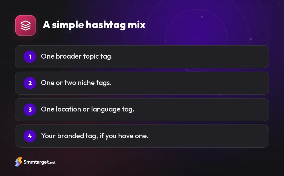 Infographic: a simple mix of four types of Instagram hashtags