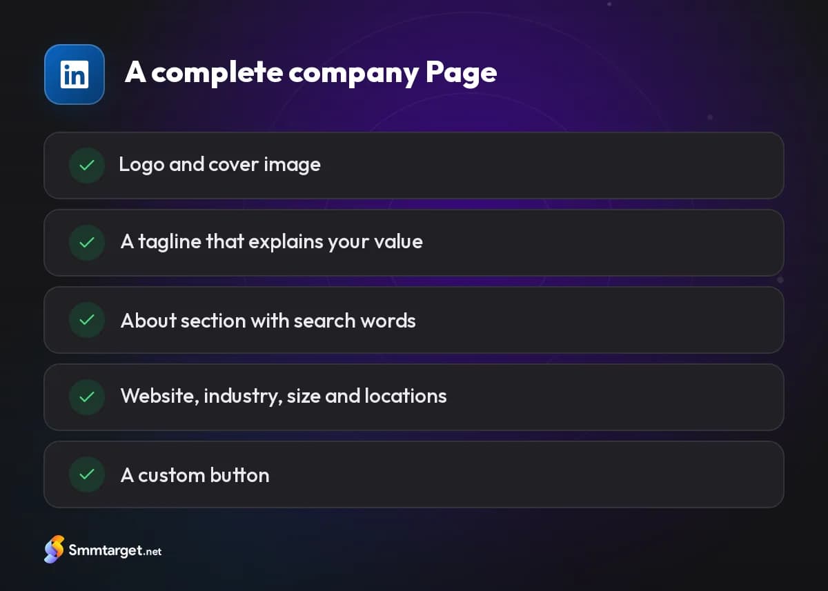 Checklist: five elements of a complete LinkedIn company Page
