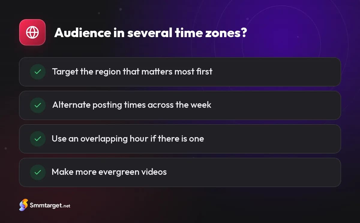 Checklist: how to schedule TikTok posts for an audience across time zones
