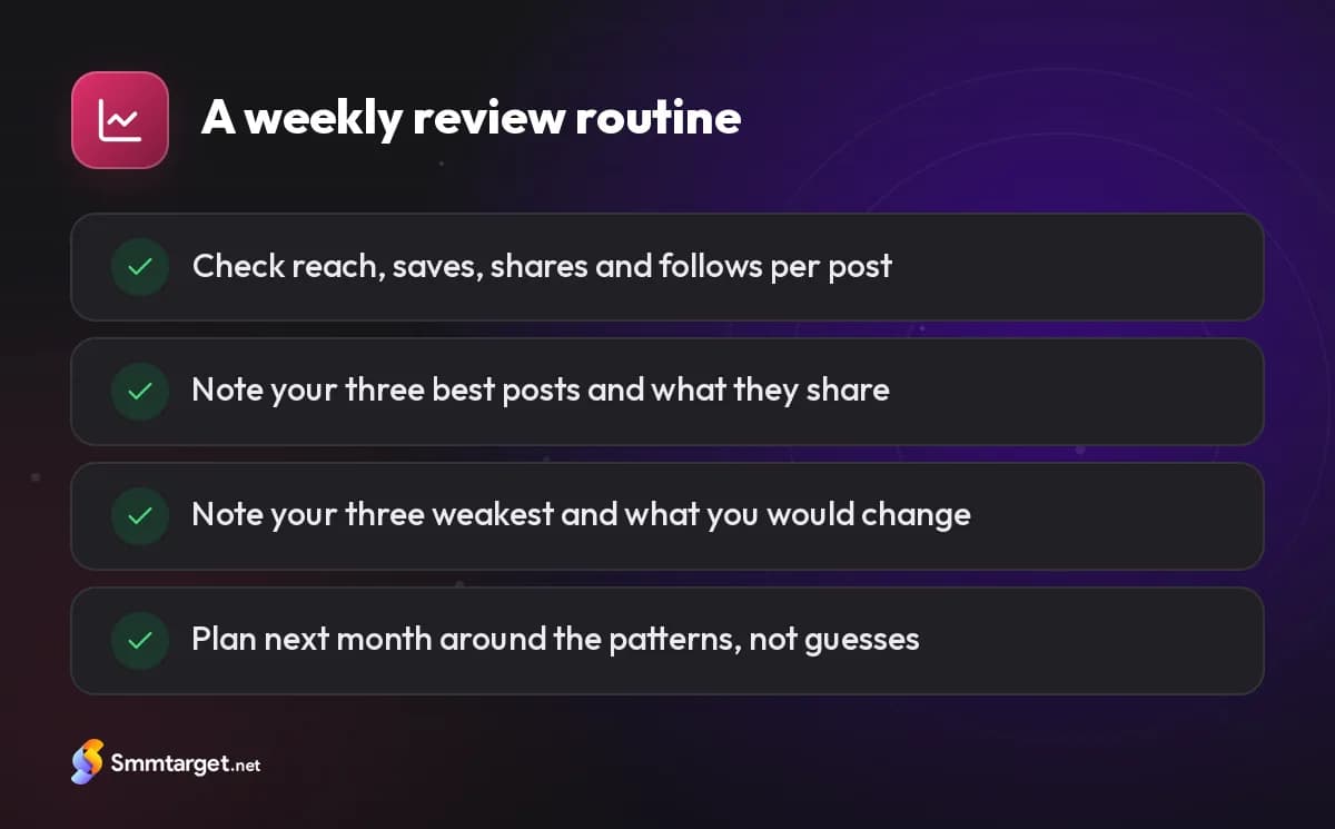 Checklist: a weekly Instagram analytics review routine