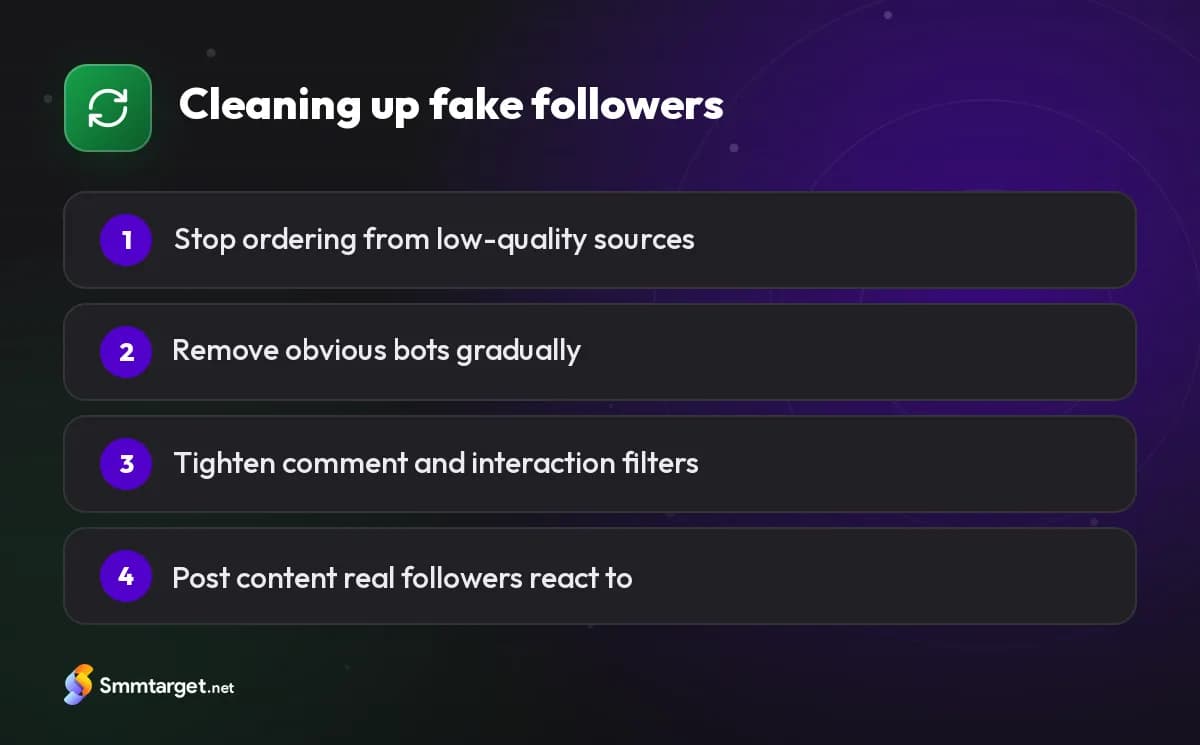 Infographic: four steps to clean up fake followers on your account