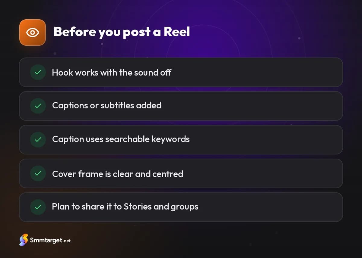 Checklist: five things to check before posting an Instagram Reel