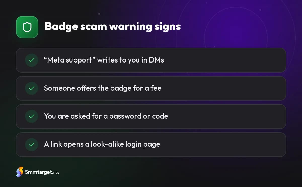 Checklist: four warning signs of Instagram verification badge scams
