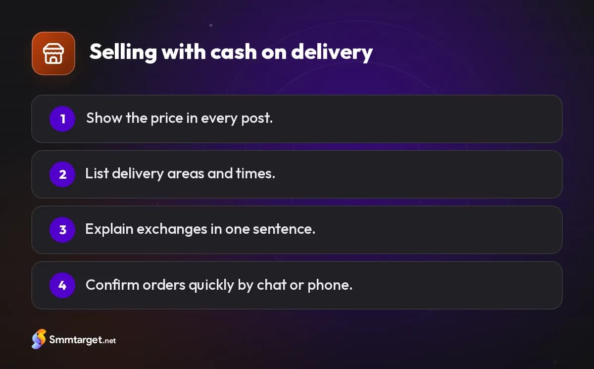 Infographic: four steps to sell on social media with cash on delivery in the Maghreb