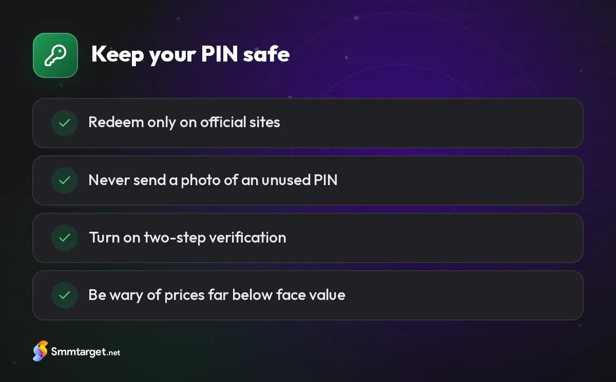 Checklist: four rules to keep a Razer Gold PIN safe